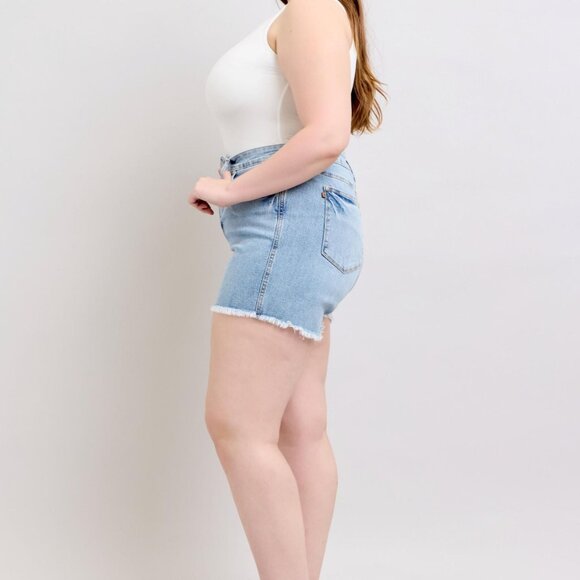 Hazel Blues® | Judy Blue Tummy Control Raw Hem Denim Shorts - Picture 16 of 16